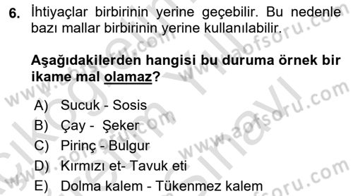Afet Ekonomisi Ve Sigortacılığı Dersi 2021 - 2022 Yılı (Vize) Ara Sınav Soruları 6. Soru