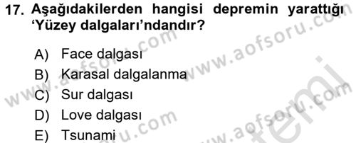 Arama Kurtarma Bilgisi ve Etik Değerler Dersi 2017 - 2018 Yılı (Vize) Ara Sınav Soruları 17. Soru