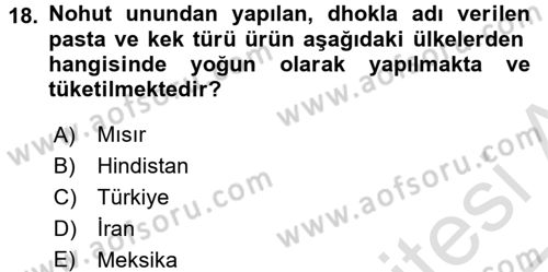 Gıda Coğrafyası Dersi 2016 - 2017 Yılı (Vize) Ara Sınav Soruları 18. Soru