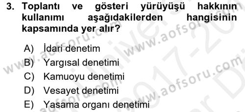 İdari Yargı Dersi 2017 - 2018 Yılı (Vize) Ara Sınav Soruları 3. Soru