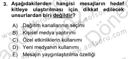 Acil Durum ve Afet Farkındalık Eğitimi Dersi 2021 - 2022 Yılı (Final) Dönem Sonu Sınav Soruları 3. Soru