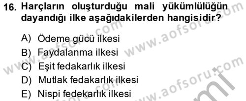 Damga Vergisi Ve Harçlar Bilgisi Dersi 2013 - 2014 Yılı (Vize) Ara Sınav Soruları 16. Soru