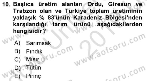 Yöresel Mutfaklar Dersi 2018 - 2019 Yılı 3 Ders Sınav Soruları 10. Soru