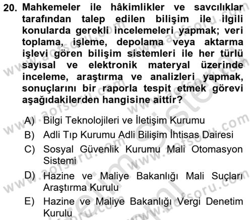 Mesleki Bilgisayar Ve Uyap Dersi 2023 - 2024 Yılı (Final) Dönem Sonu Sınav Soruları 20. Soru