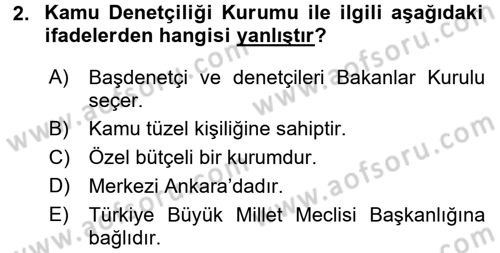 İdari Yargı Dersi 2016 - 2017 Yılı (Vize) Ara Sınav Soruları 2. Soru
