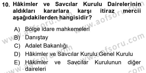 İdari Yargı Dersi 2018 - 2019 Yılı 3 Ders Sınav Soruları 10. Soru