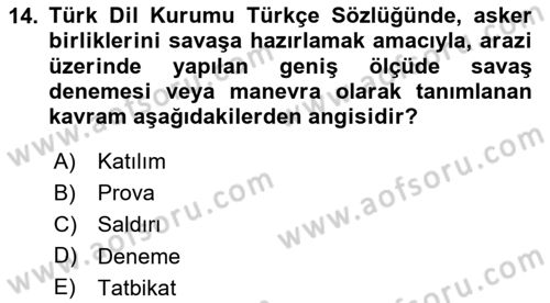 Acil Durum ve Afetlerde Ulaştırma Yönetimi ve Uygulamaları Dersi 2020 - 2021 Yılı Yaz Okulu Sınav Soruları 14. Soru