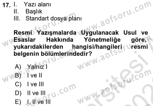 Hukuk Dili Ve Adli Yazışmalar Dersi 2021 - 2022 Yılı (Vize) Ara Sınav Soruları 17. Soru