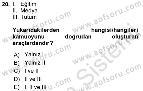 Acil Durum ve Afet Farkındalık Eğitimi Dersi 2022 - 2023 Yılı (Vize) Ara Sınav Soruları 20. Soru