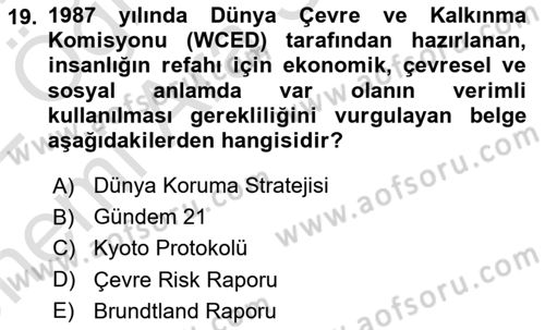 Gastronomi Ve Sürdürülebilirlik Dersi 2021 - 2022 Yılı (Vize) Ara Sınav Soruları 19. Soru