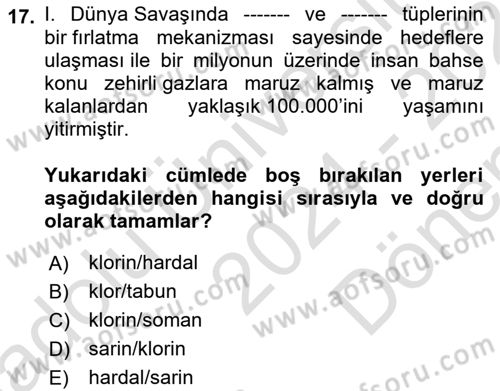 Kbrn Savunma Ve Güvenlik Dersi 2024 - 2025 Yılı (Final) Dönem Sonu Sınav Soruları 17. Soru