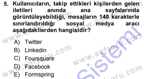 Büro Teknolojileri Dersi 2015 - 2016 Yılı (Final) Dönem Sonu Sınav Soruları 5. Soru