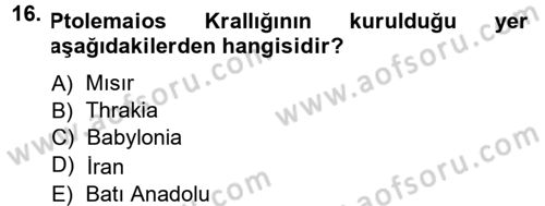 Anadolu Arkeolojisi Dersi 2014 - 2015 Yılı Tek Ders Sınav Soruları 16. Soru