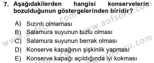 Temel Mutfak Teknikleri Dersi 2016 - 2017 Yılı (Final) Dönem Sonu Sınav Soruları 7. Soru