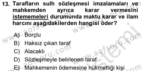 Damga Vergisi Ve Harçlar Bilgisi Dersi 2016 - 2017 Yılı (Final) Dönem Sonu Sınav Soruları 13. Soru