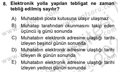 Mesleki Bilgisayar Ve Uyap Dersi 2023 - 2024 Yılı (Final) Dönem Sonu Sınav Soruları 8. Soru