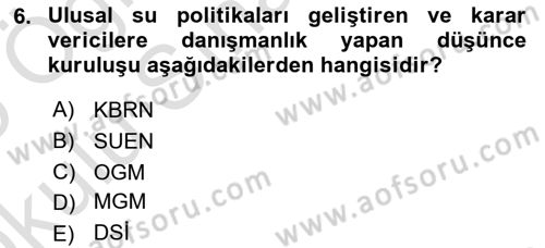 Afet Yönetimi 2 Dersi 2024 - 2025 Yılı Yaz Okulu Sınav Soruları 6. Soru