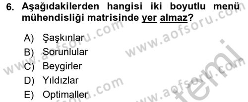 Menü Yönetimi Dersi 2016 - 2017 Yılı 3 Ders Sınav Soruları 6. Soru