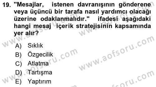 Acil Durum ve Afet Farkındalık Eğitimi Dersi 2019 - 2020 Yılı (Vize) Ara Sınav Soruları 19. Soru