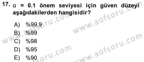 Veri Analizi Ve Değerlendirme Dersi 2023 - 2024 Yılı (Vize) Ara Sınav Soruları 17. Soru