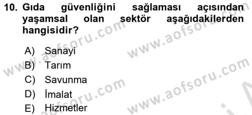 Afet Ekonomisi Ve Sigortacılığı Dersi 2023 - 2024 Yılı (Final) Dönem Sonu Sınav Soruları 10. Soru