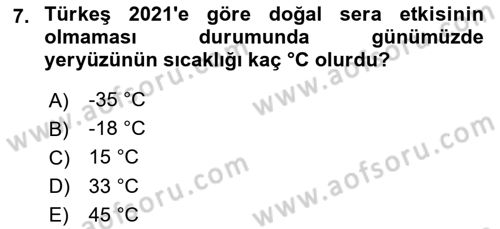 Temel Afet Bilgisi Dersi 2022 - 2023 Yılı (Vize) Ara Sınav Soruları 7. Soru