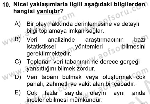 Uluslararası İlişkilerde Araştırma Yöntemleri Dersi 2021 - 2022 Yılı (Vize) Ara Sınav Soruları 10. Soru