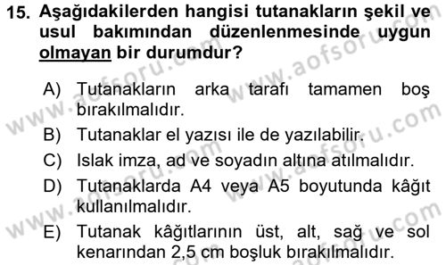 Kalem Mevzuatı Dersi 2015 - 2016 Yılı (Vize) Ara Sınav Soruları 15. Soru