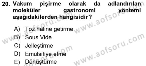 Menü Yönetimi Dersi 2016 - 2017 Yılı (Final) Dönem Sonu Sınav Soruları 20. Soru