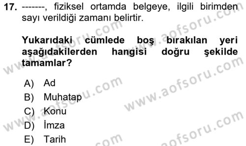 Hukuk Dili Ve Adli Yazışmalar Dersi 2020 - 2021 Yılı Yaz Okulu Sınav Soruları 17. Soru