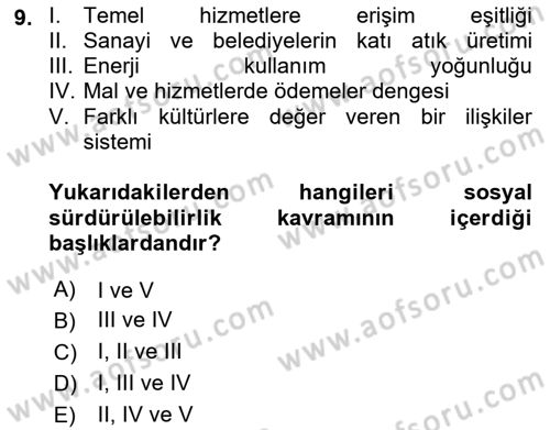 Gastronomi Ve Sürdürülebilirlik Dersi 2021 - 2022 Yılı Yaz Okulu Sınav Soruları 9. Soru