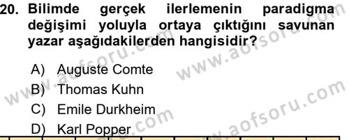 Sosyal Bilimlerde Araştırma Yöntemleri Dersi 2015 - 2016 Yılı (Vize) Ara Sınav Soruları 20. Soru