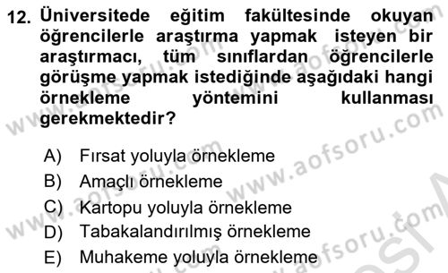 Uluslararası İlişkilerde Araştırma Yöntemleri Dersi 2021 - 2022 Yılı (Final) Dönem Sonu Sınav Soruları 12. Soru