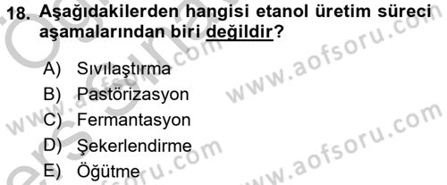 İçecek Bilgisi Dersi 2016 - 2017 Yılı 3 Ders Sınav Soruları 18. Soru