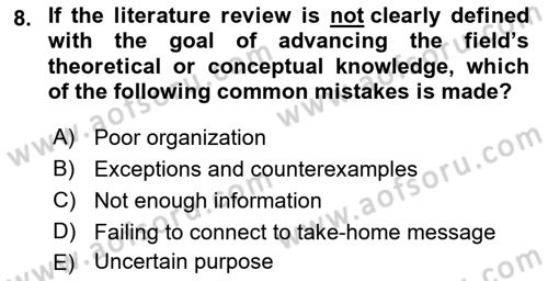 Research Methods Dersi 2021 - 2022 Yılı Yaz Okulu Sınav Soruları 8. Soru