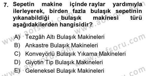 Yiyecek Ve İçecek İşletmeciliği Dersi 2022 - 2023 Yılı (Vize) Ara Sınav Soruları 7. Soru