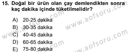 İçecek Bilgisi Dersi 2016 - 2017 Yılı 3 Ders Sınav Soruları 15. Soru