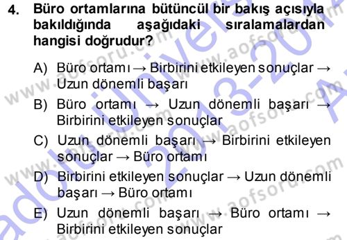 Büro Teknolojileri Dersi 2013 - 2014 Yılı (Vize) Ara Sınav Soruları 4. Soru
