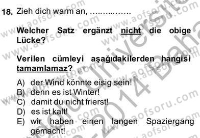 Almanca 4 Dersi 2013 - 2014 Yılı (Vize) Ara Sınav Soruları 18. Soru