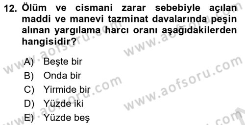 Damga Vergisi Ve Harçlar Bilgisi Dersi 2015 - 2016 Yılı (Final) Dönem Sonu Sınav Soruları 12. Soru