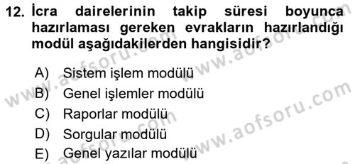 Ulusal Yargı Ağı Projesi 2 Dersi 2016 - 2017 Yılı 3 Ders Sınav Soruları 12. Soru