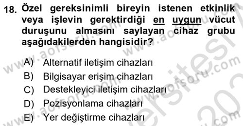 Özel Gereksinimli Bireyler İçin Afet ve Acil Durum Yönetimi Dersi 2022 - 2023 Yılı Yaz Okulu Sınav Soruları 18. Soru