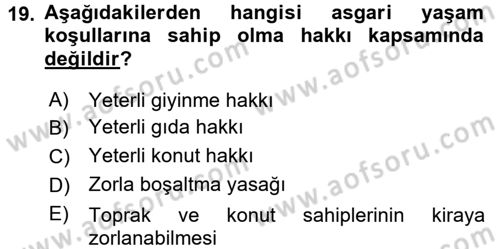 İnsan Hakları Ve Kamu Özgürlükleri Dersi 2016 - 2017 Yılı 3 Ders Sınav Soruları 19. Soru