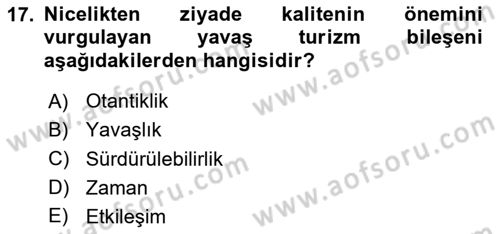 Gastronomi Ve Sürdürülebilirlik Dersi 2024 - 2025 Yılı Yaz Okulu Sınav Soruları 17. Soru