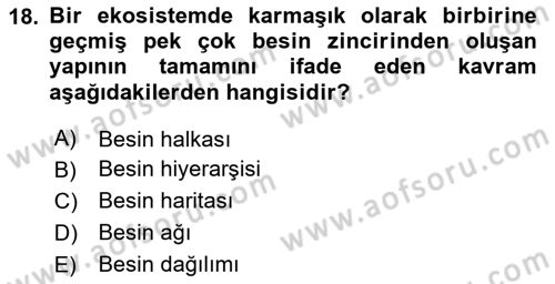 Gastronomi Ve Sürdürülebilirlik Dersi 2024 - 2025 Yılı Yaz Okulu Sınav Soruları 18. Soru