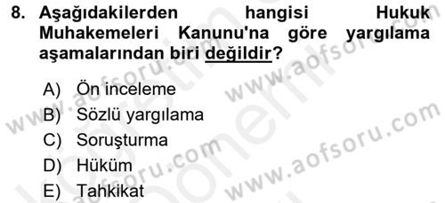 Hukuk Dili Ve Adli Yazışmalar Dersi 2018 - 2019 Yılı (Final) Dönem Sonu Sınav Soruları 8. Soru