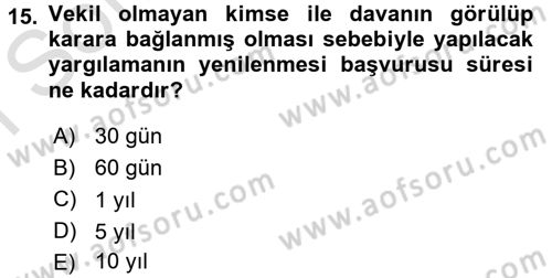 İdari Yargı Dersi 2016 - 2017 Yılı (Final) Dönem Sonu Sınav Soruları 15. Soru