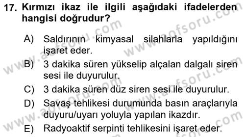 Kbrn Savunma Ve Güvenlik Dersi 2022 - 2023 Yılı Yaz Okulu Sınav Soruları 17. Soru