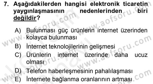 Büro Teknolojileri Dersi 2017 - 2018 Yılı 3 Ders Sınav Soruları 7. Soru
