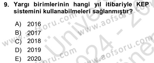 Mesleki Bilgisayar Ve Uyap Dersi 2024 - 2025 Yılı (Final) Dönem Sonu Sınav Soruları 9. Soru